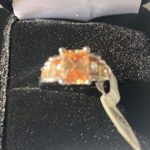 Elegant Silver and Orange Gemstone Ring